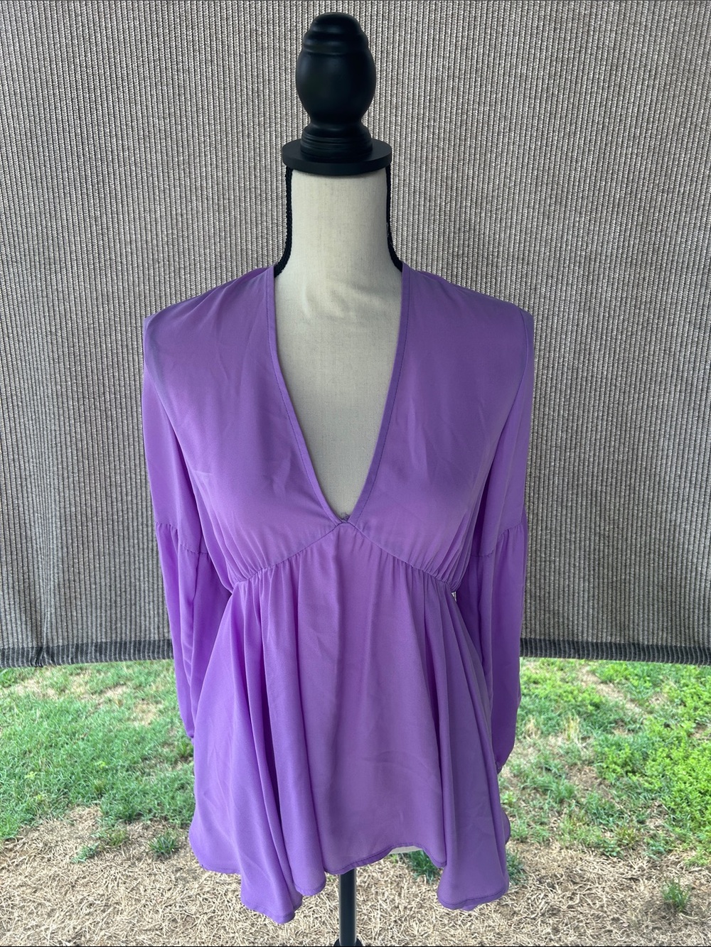 Lilac V-Neck Long Sleeve Blouse